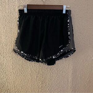Nike Women's Black Athletic Shorts with White Floral Trim Size M Workout Gym